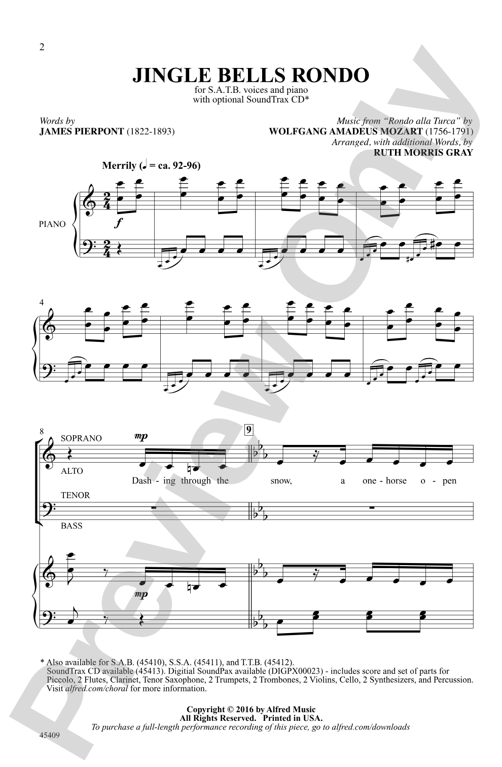 Jingle Bells Rondo: SATB Choral Octavo
