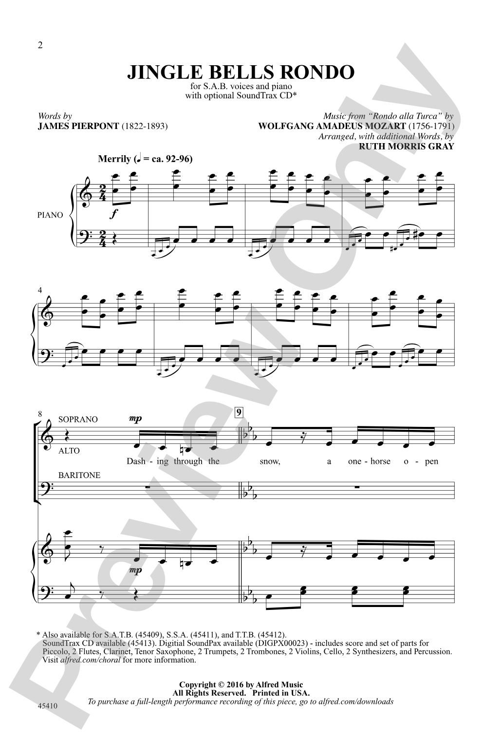 Jingle Bells Rondo: SAB Choral Octavo