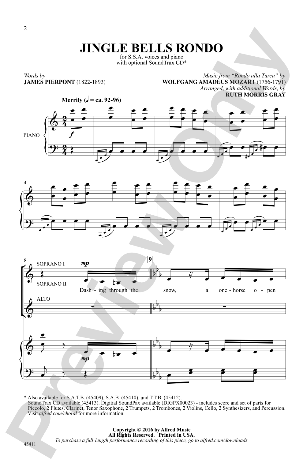 Jingle Bells Rondo: SSA Choral Octavo