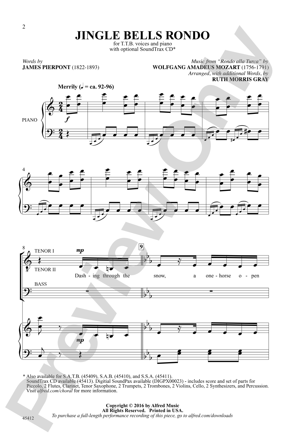 Jingle Bells Rondo: TTB Choral Octavo