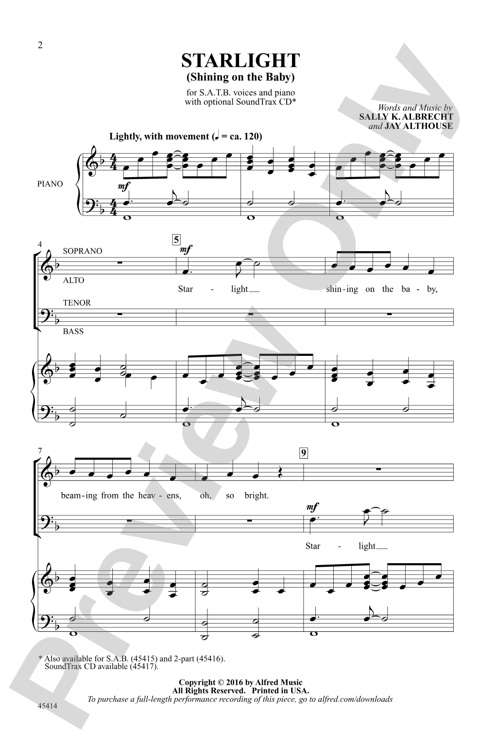 Starlight: SATB Choral Octavo
