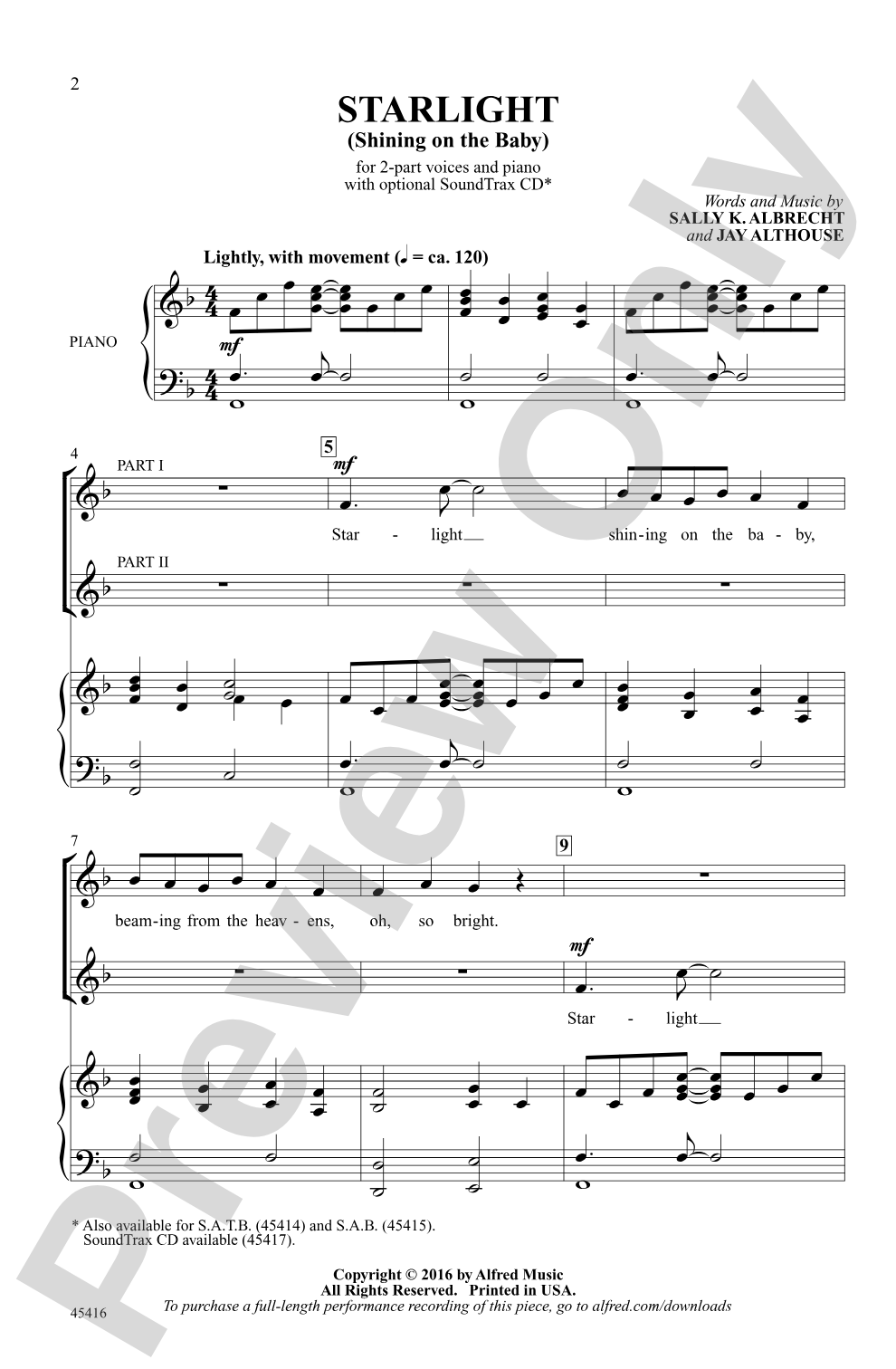 Starlight: 2-Part Choral Octavo