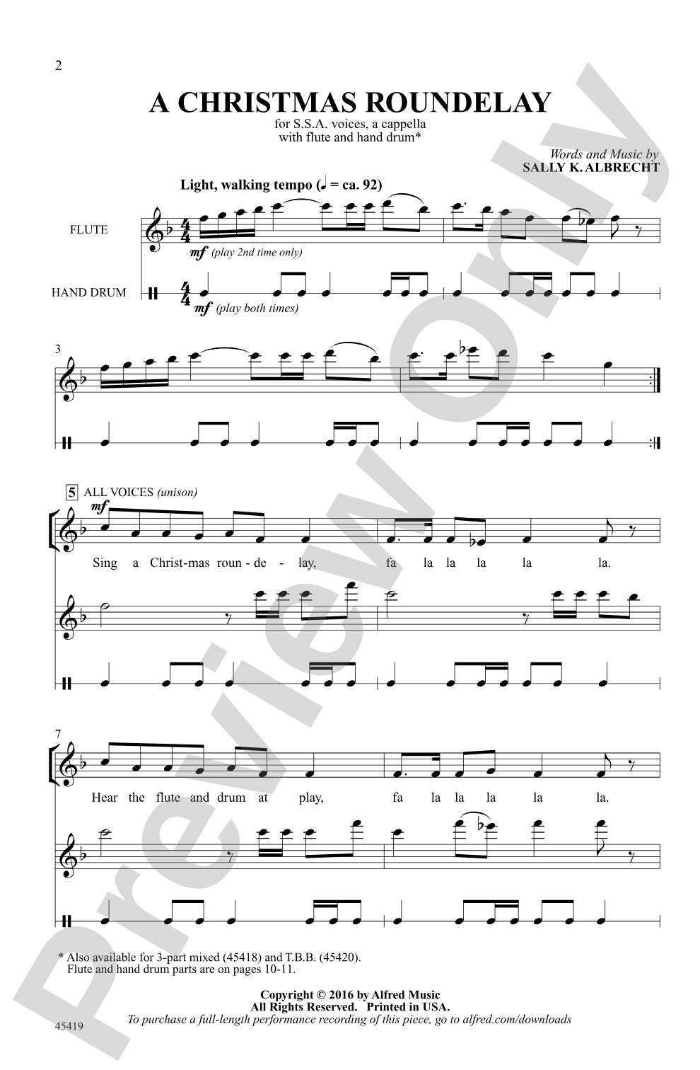 A Christmas Roundelay: SSA, <i>a cappella</i> Choral Octavo
