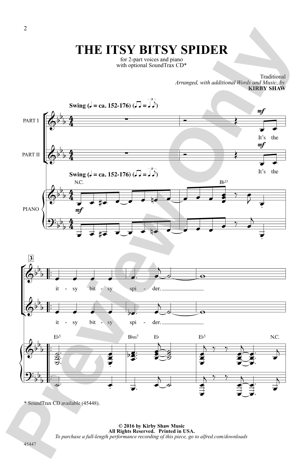 The Itsy Bitsy Spider: 2-Part Choral Octavo