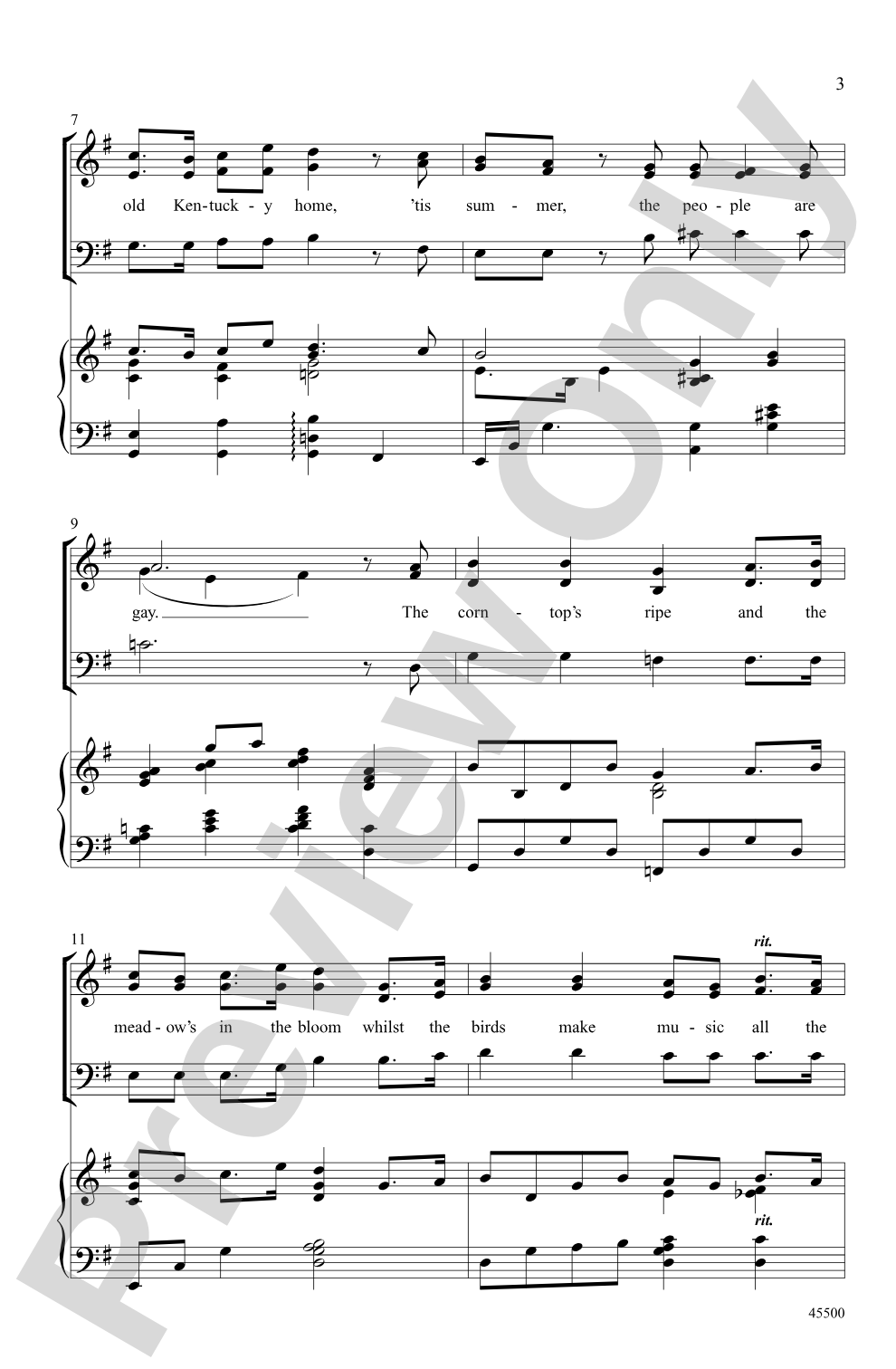 My Old Kentucky Home: SAB Choral Octavo