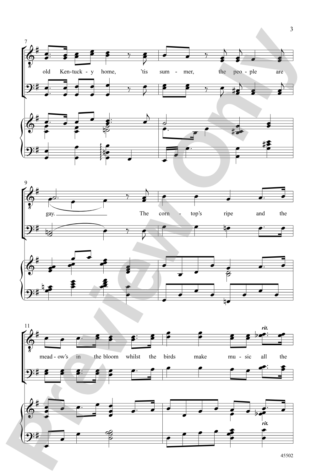 My Old Kentucky Home: TTBB Choral Octavo