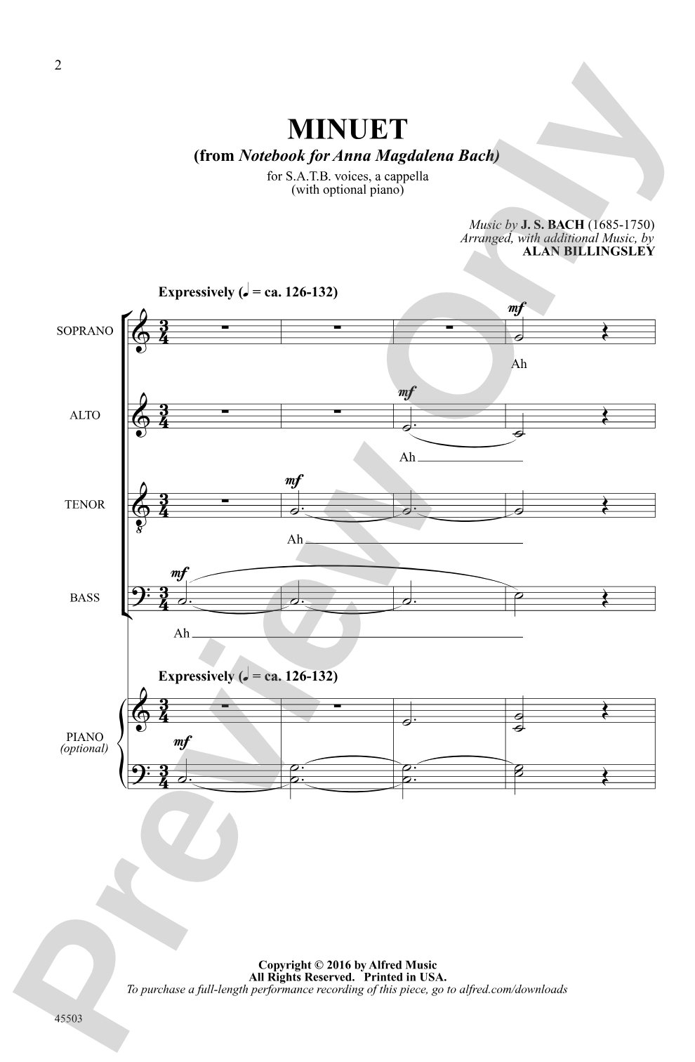 Minuet: SATB, Opt. <I>a cappella</I> Choral Octavo