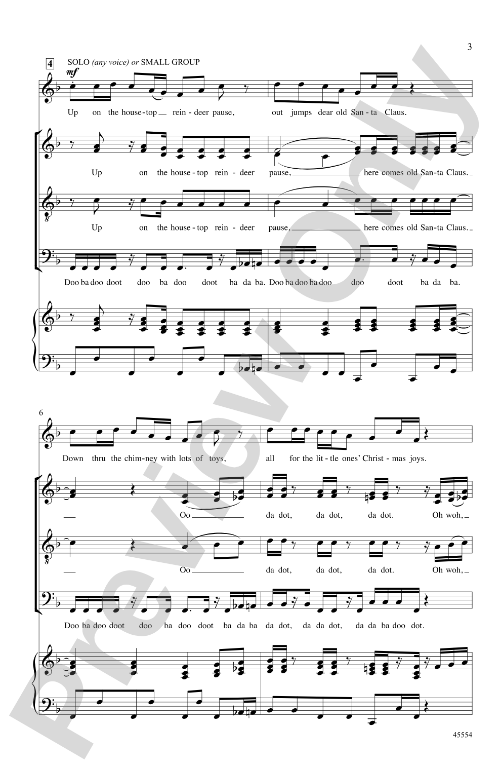 Up on the Housetop: SATB, Opt. <I>a cappella</I> Choral Octavo