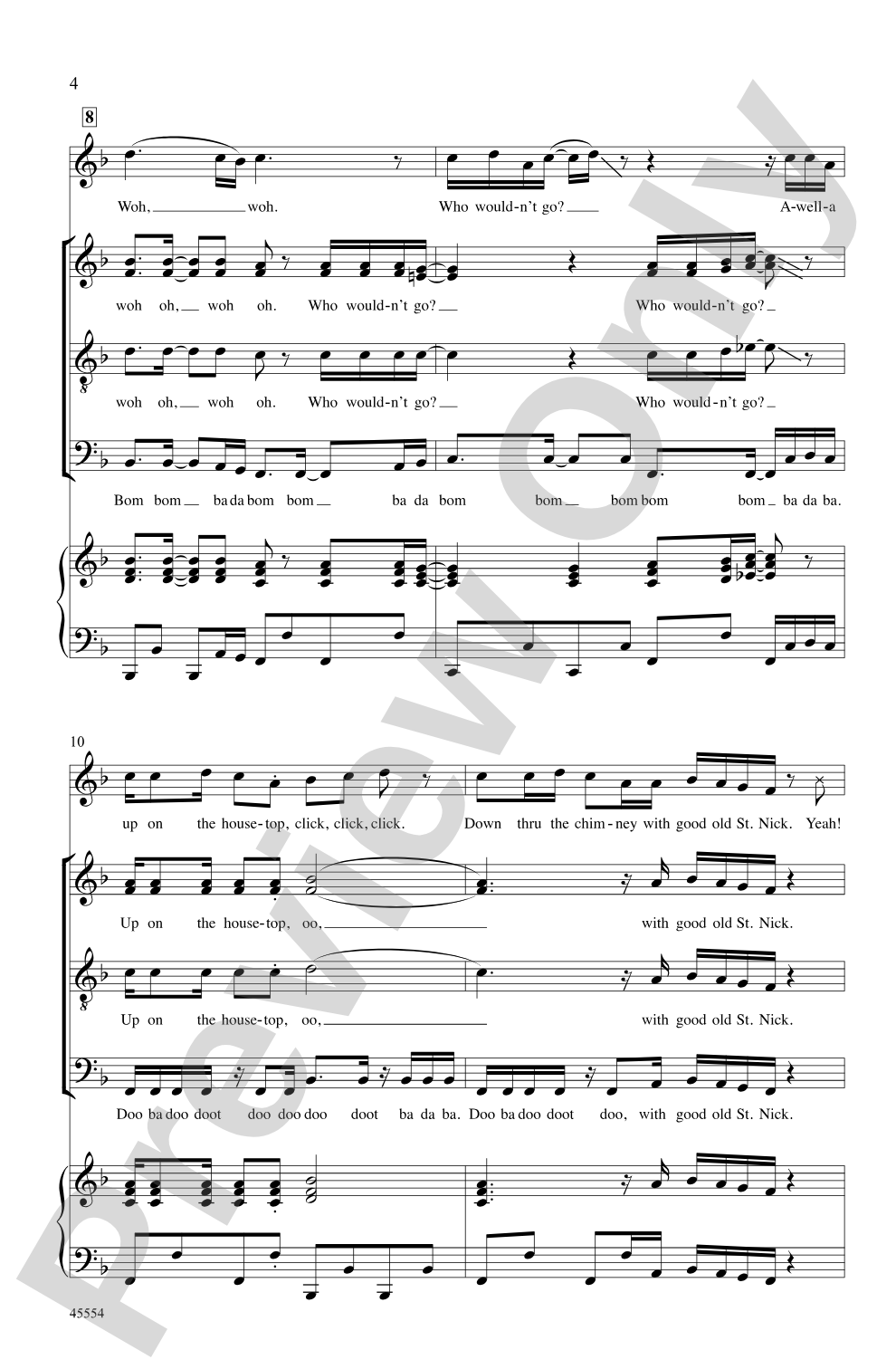 Up on the Housetop: SATB, Opt. <I>a cappella</I> Choral Octavo