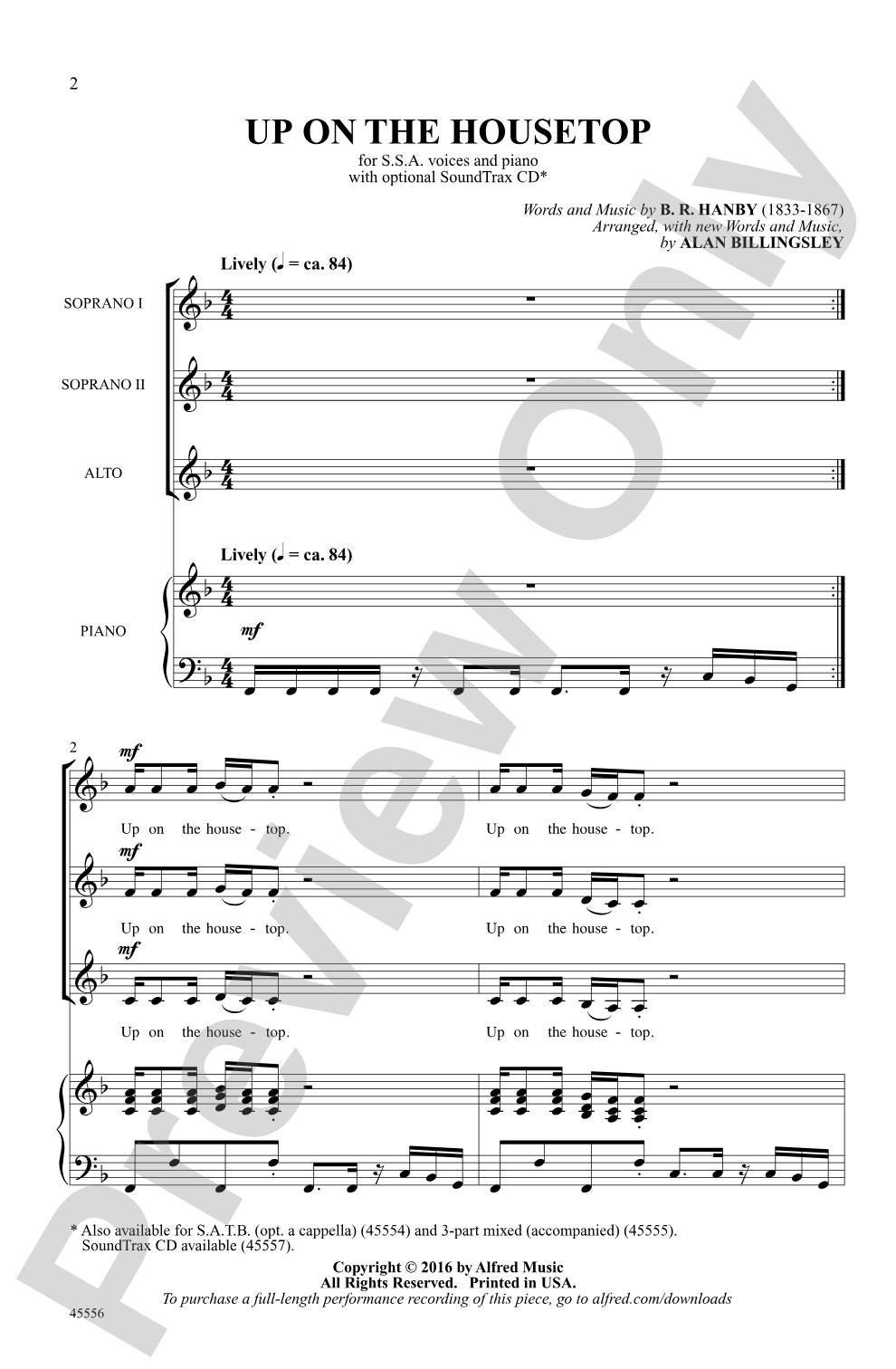 Up on the Housetop: SSA Choral Octavo