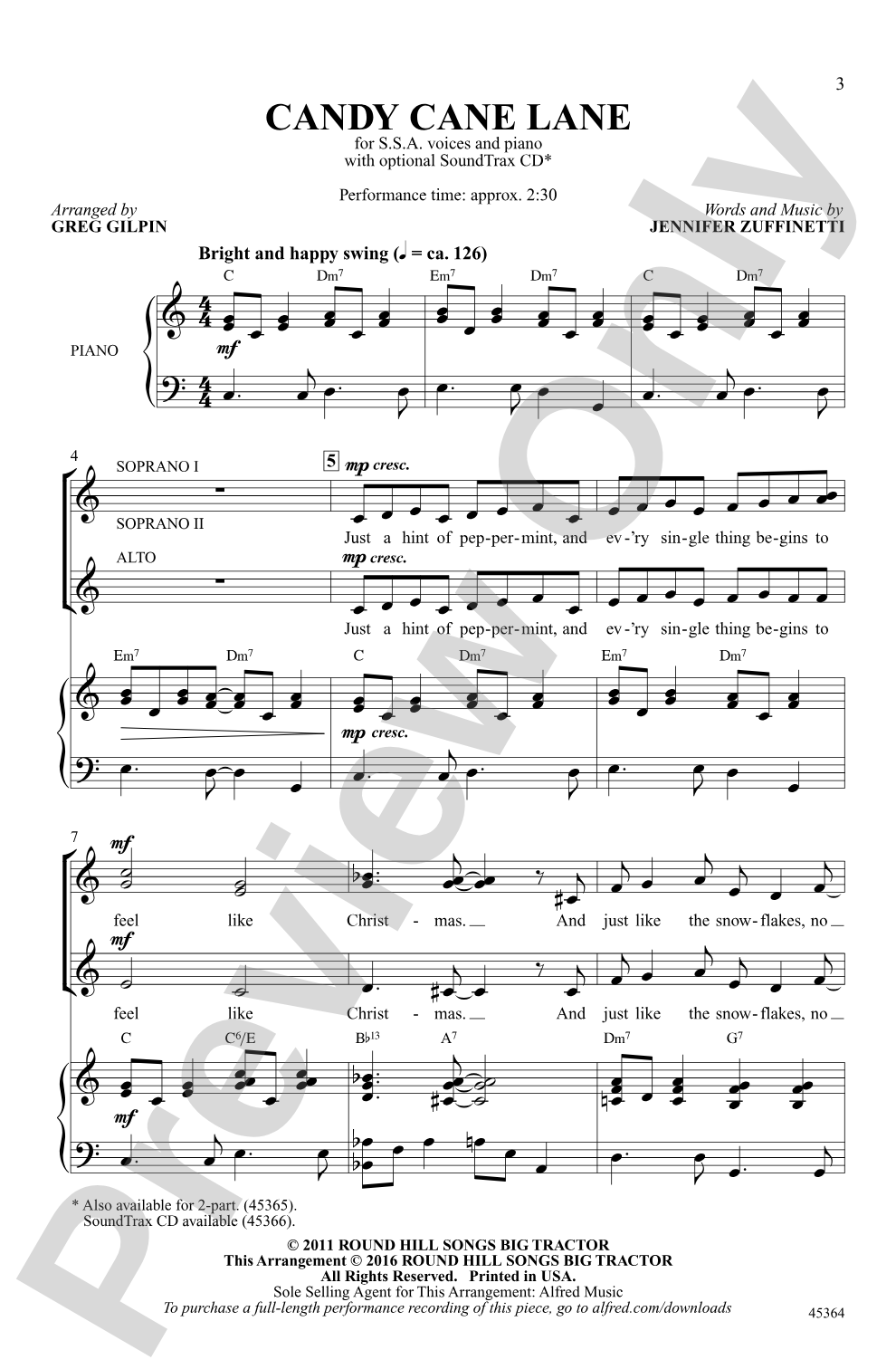 Candy Cane Lane: SSA Choral Octavo