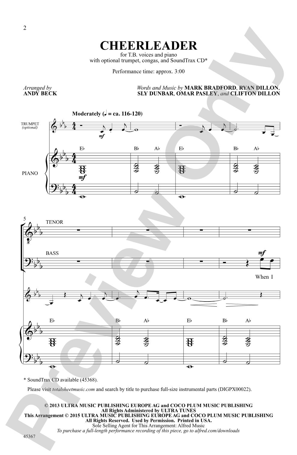 Cheerleader: TB Choral Octavo