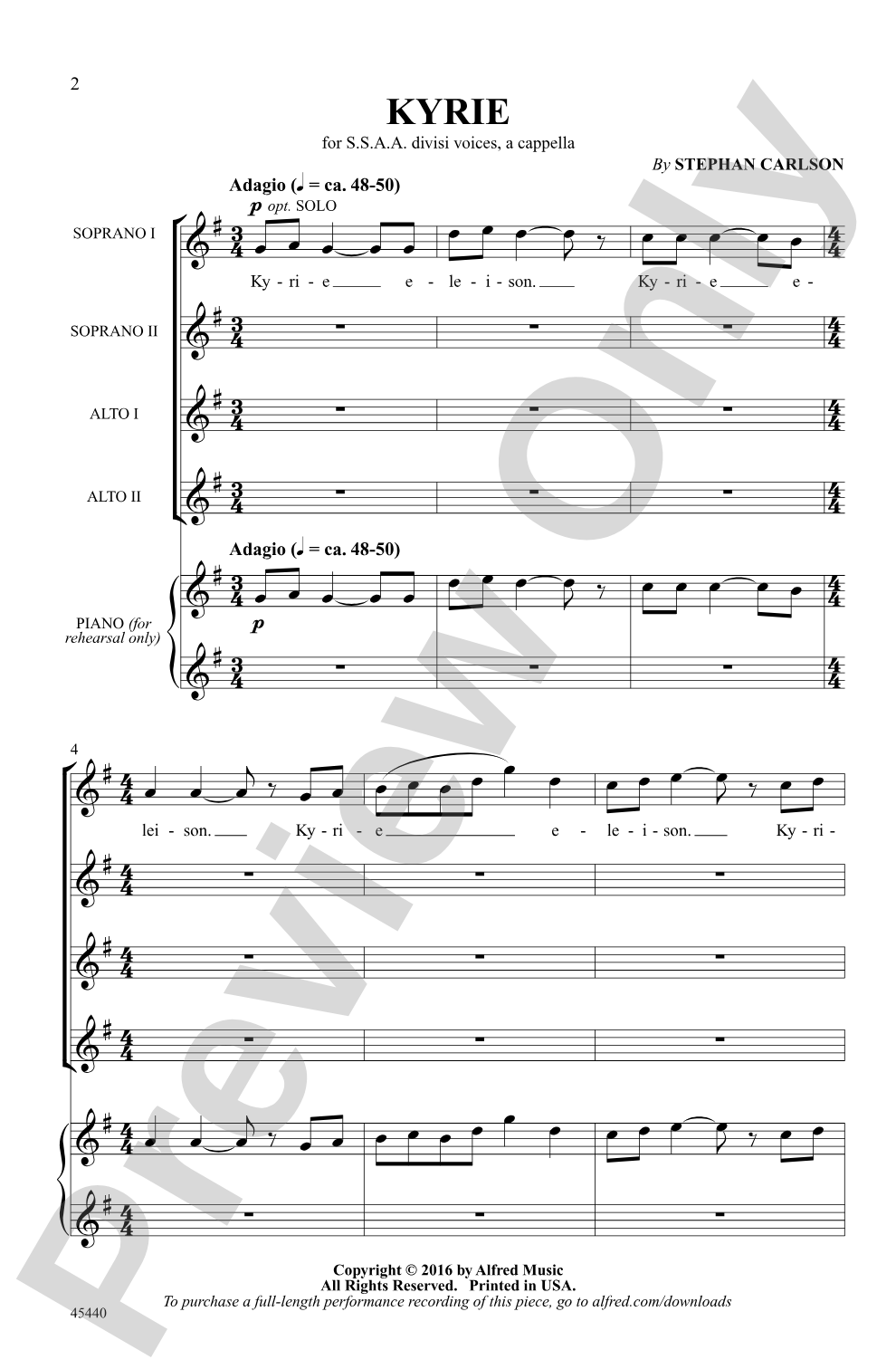 Kyrie: SSAA, <i>a cappella</i> Choral Octavo