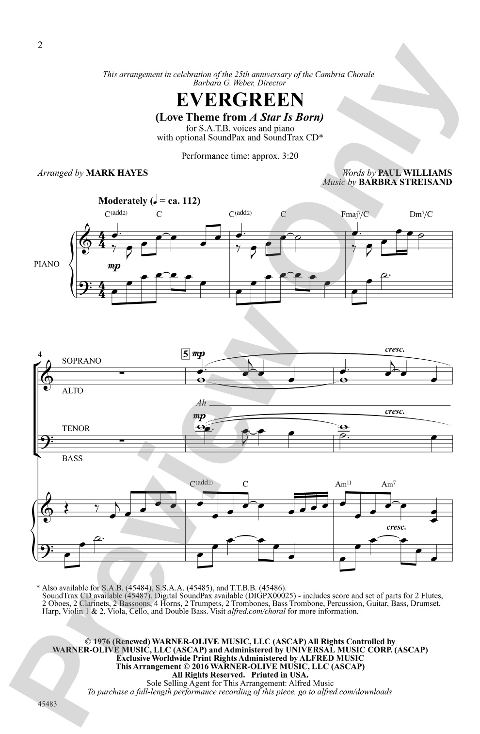 Evergreen: SATB Choral Octavo