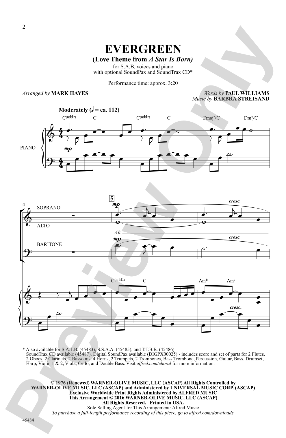 Evergreen: SAB Choral Octavo
