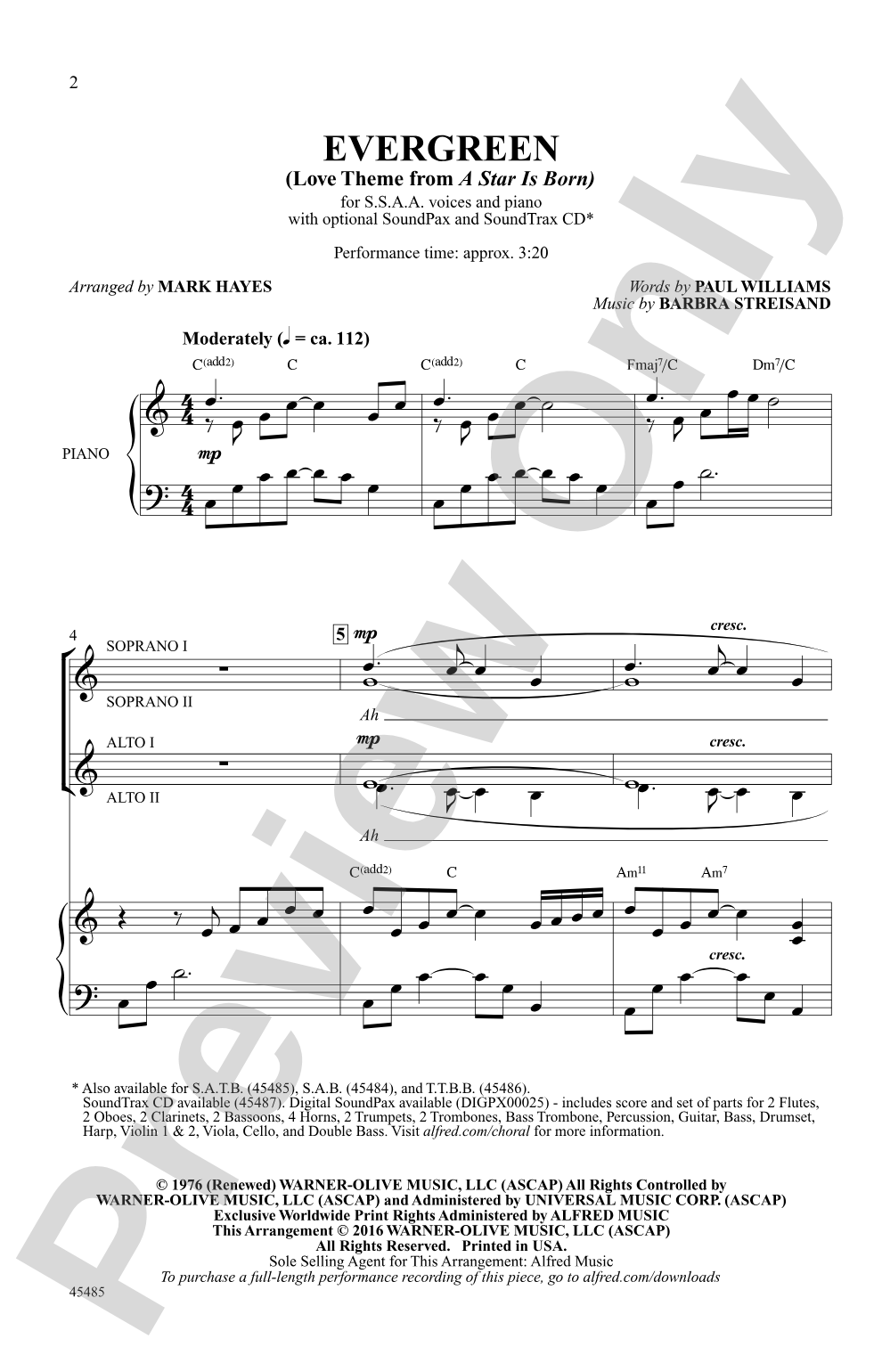 Evergreen: SSAA Choral Octavo