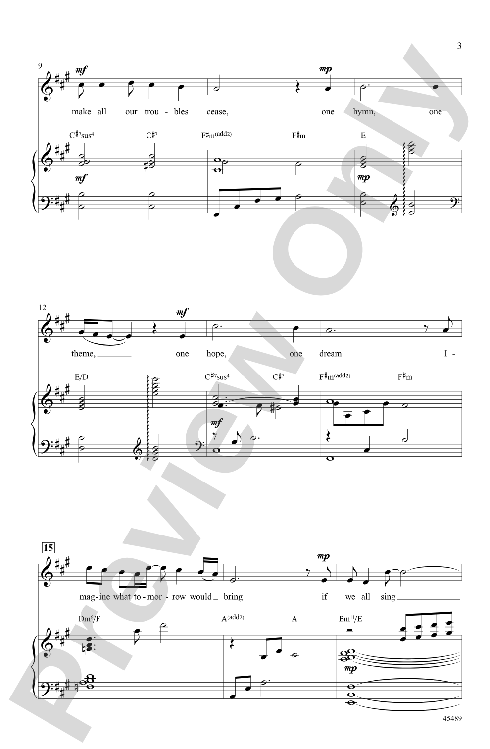 One Song: SAB & Opt. Solo Choral Octavo