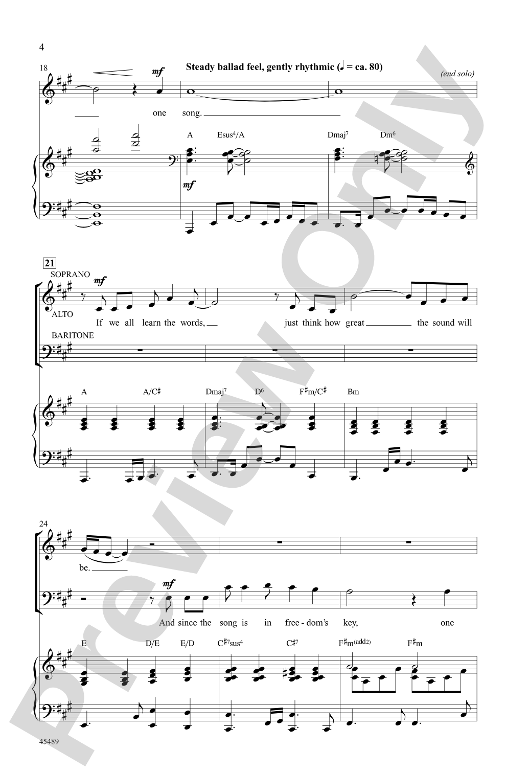 One Song: SAB & Opt. Solo Choral Octavo