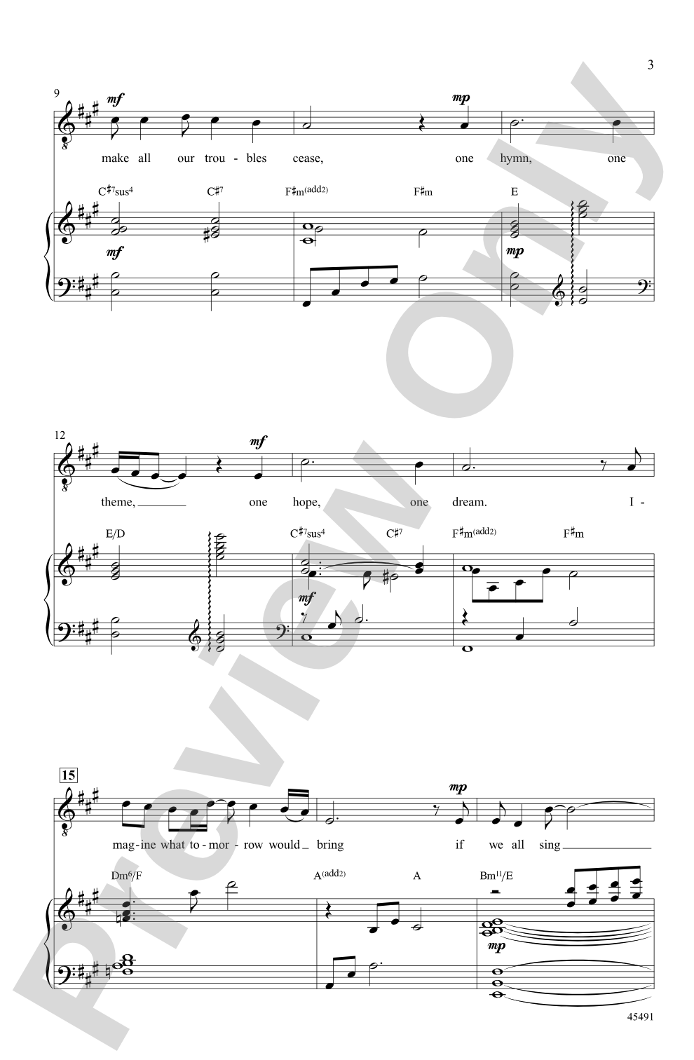 One Song: TTBB & Opt. Solo Choral Octavo