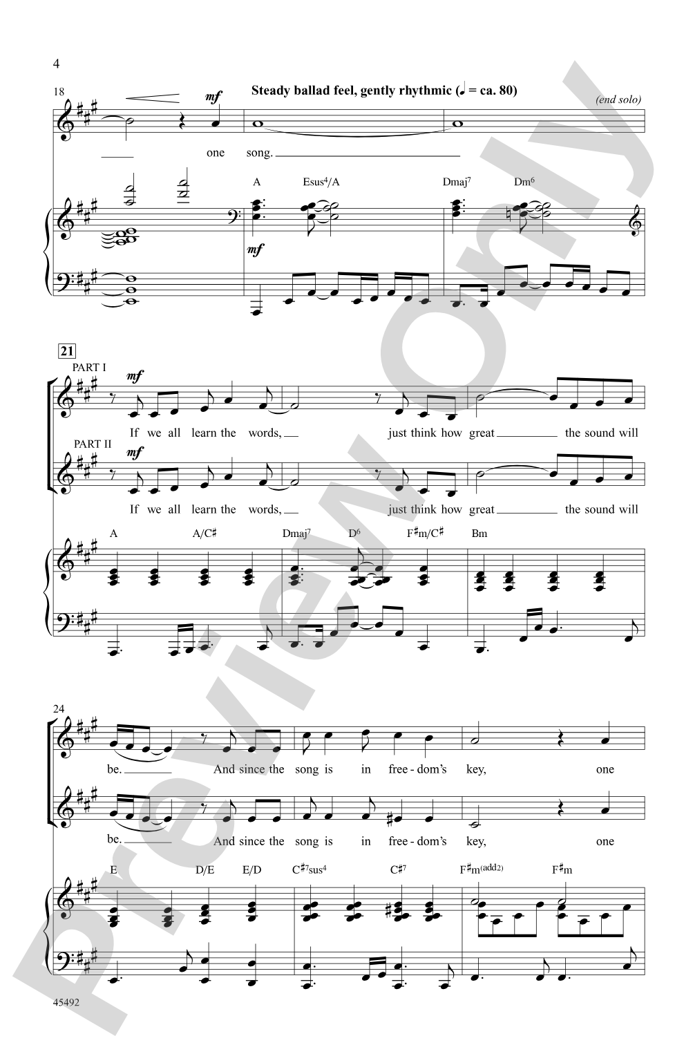 One Song: 2-Part & Opt. Solo Choral Octavo