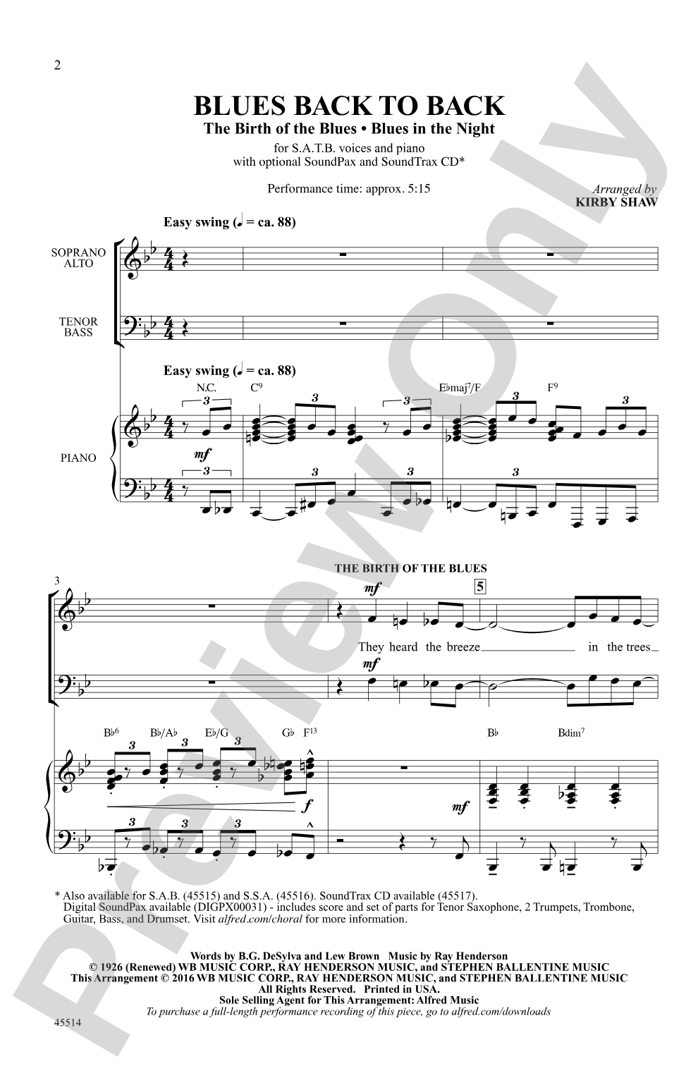 Blues Back to Back: SATB Choral Octavo