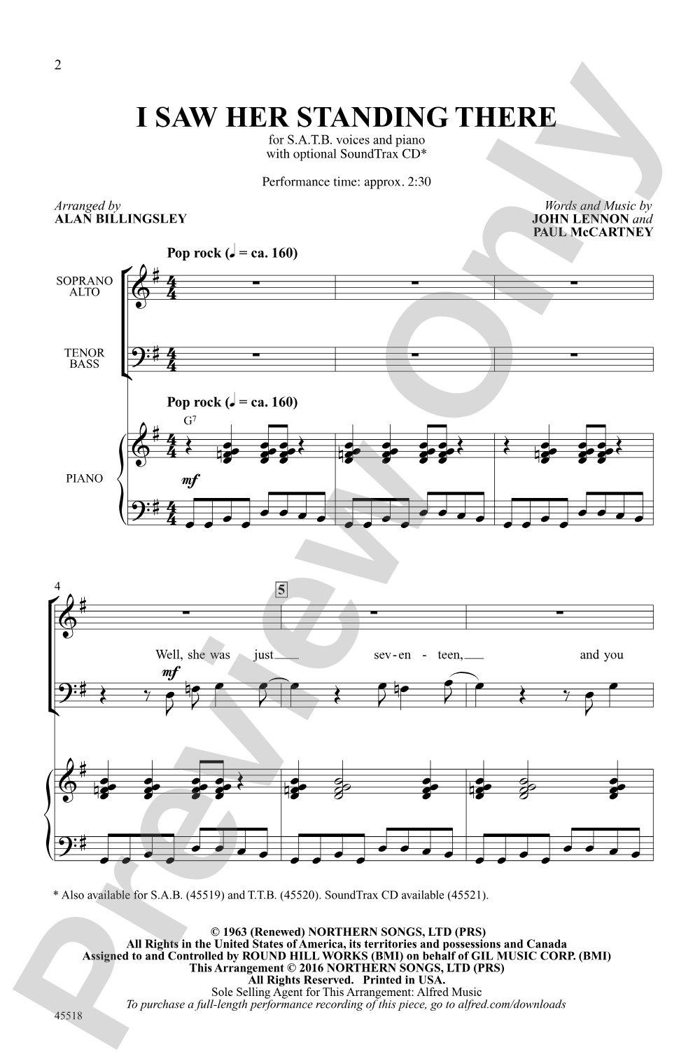 I Saw Her Standing There: SATB Choral Octavo
