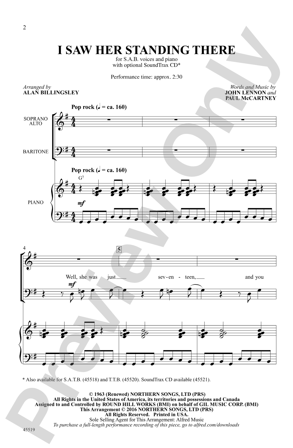 I Saw Her Standing There: SAB Choral Octavo