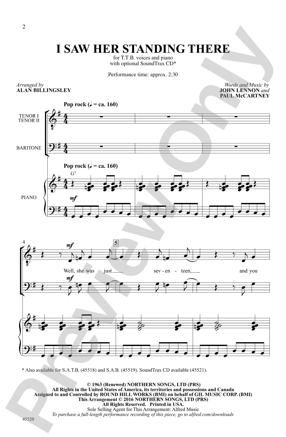I Saw Her Standing There: TB Choral Octavo