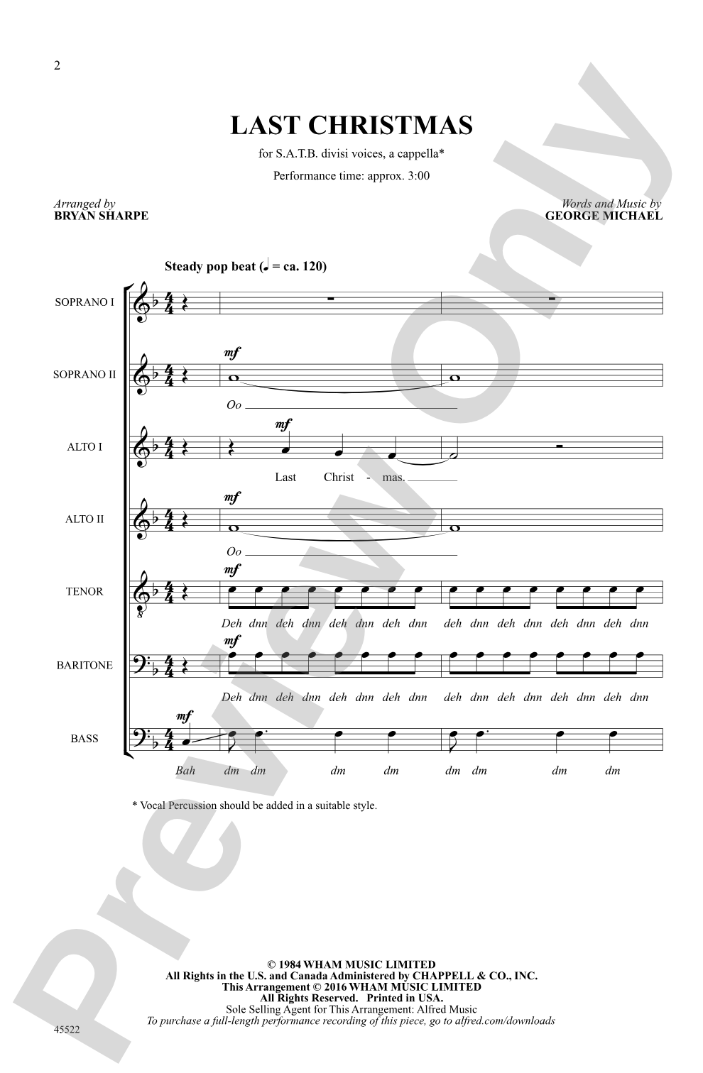 Last Christmas: SATB, <i>a cappella</i> Choral Octavo