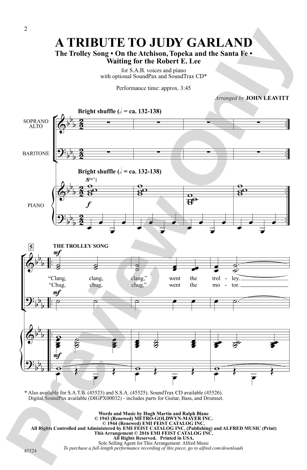 A Tribute to Judy Garland: SAB Choral Octavo