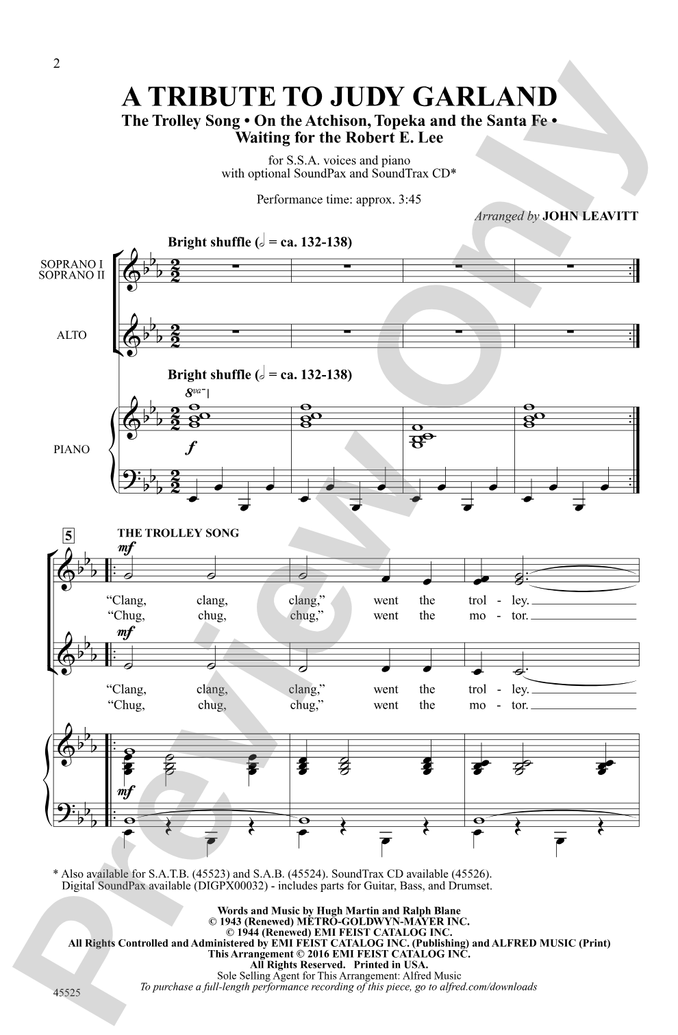 A Tribute to Judy Garland: SSA Choral Octavo