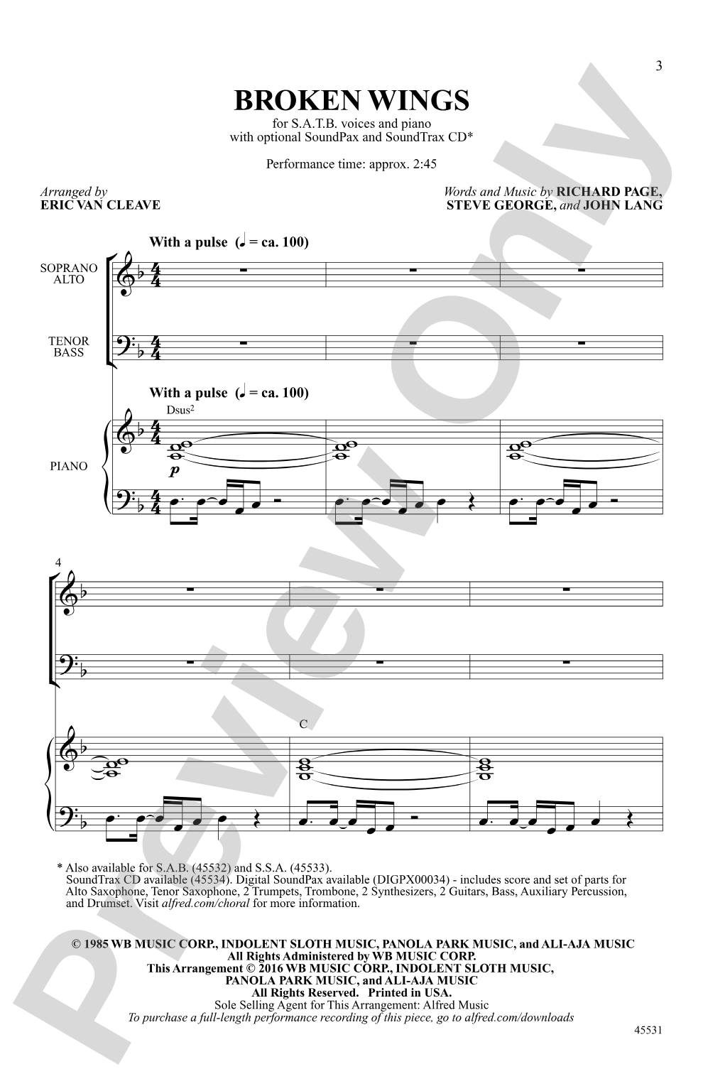 Broken Wings: SATB Choral Octavo