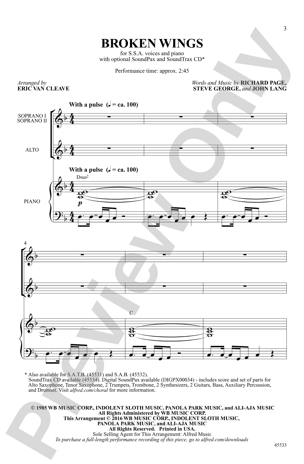 Broken Wings: SSA Choral Octavo