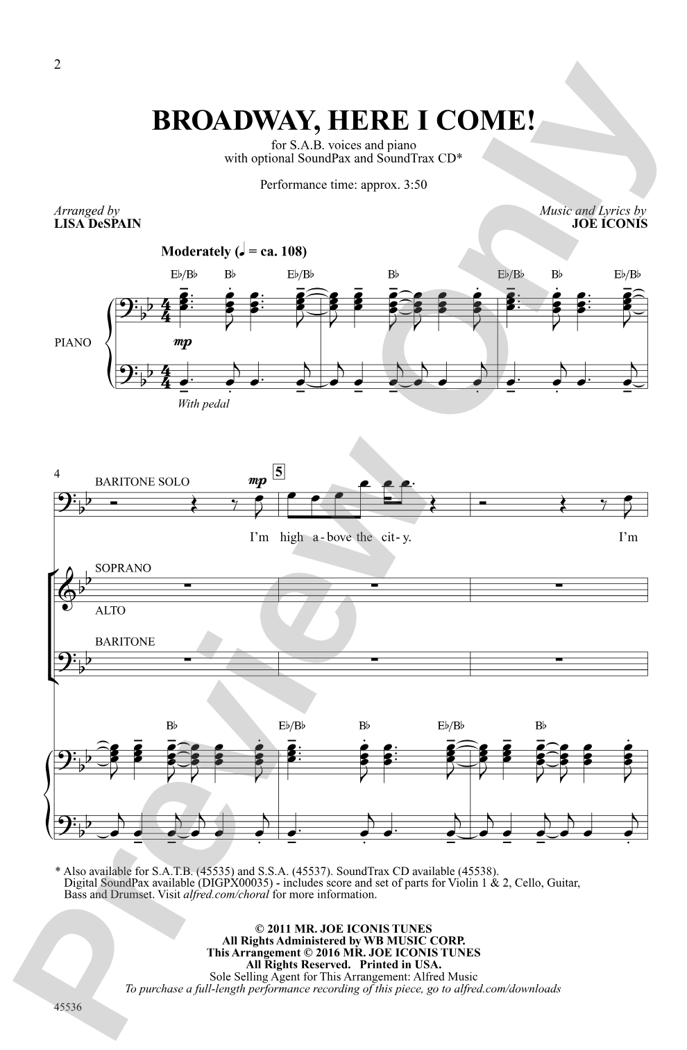 Broadway, Here I Come!: SAB Choral Octavo