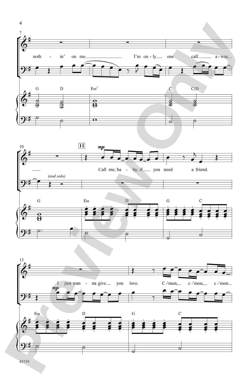One Call Away: SATB Choral Octavo