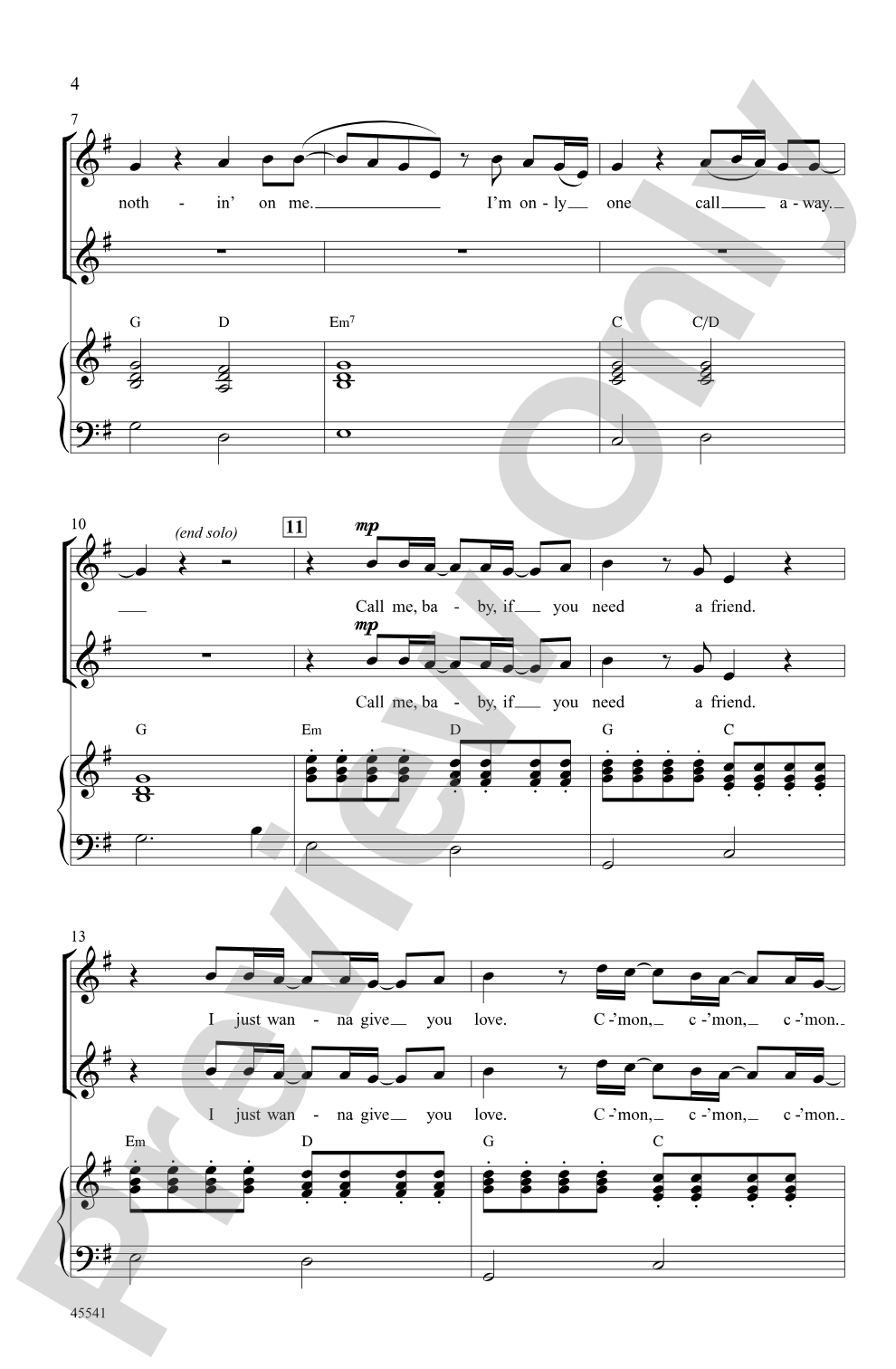 One Call Away: SSA Choral Octavo