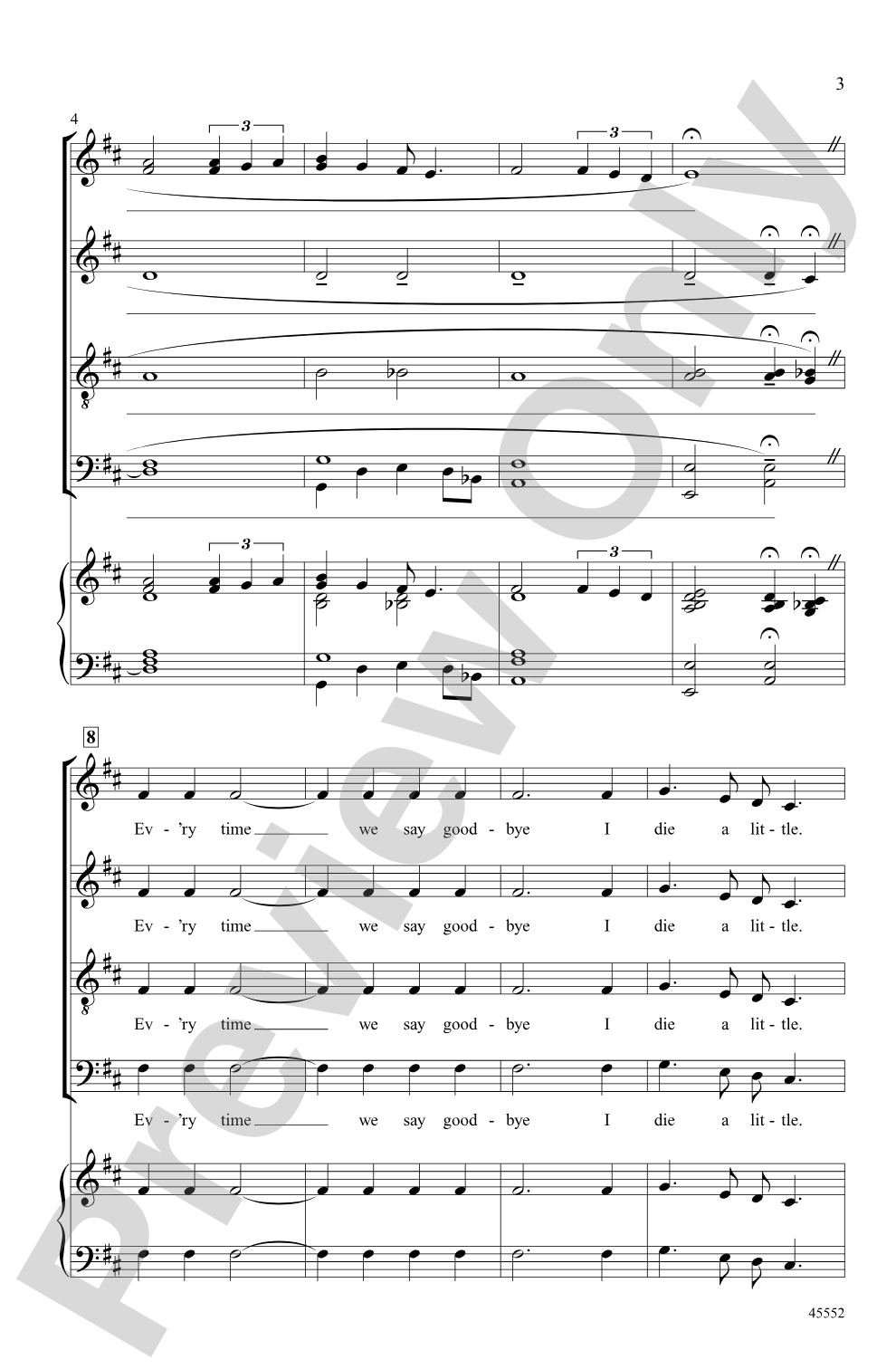 Ev'ry Time We Say Goodbye: SATB, <i>a cappella</i> Choral Octavo