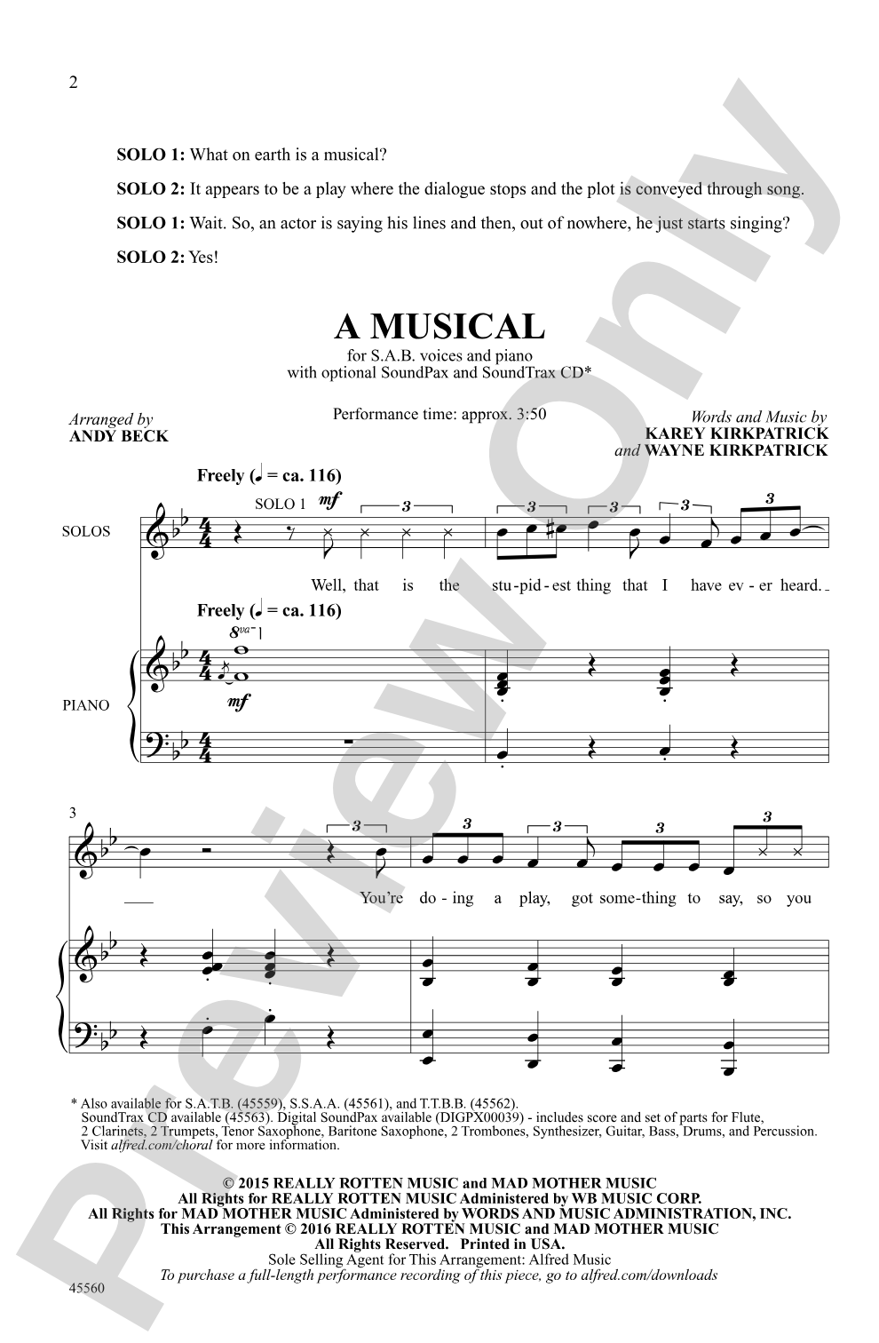A Musical: SAB Choral Octavo