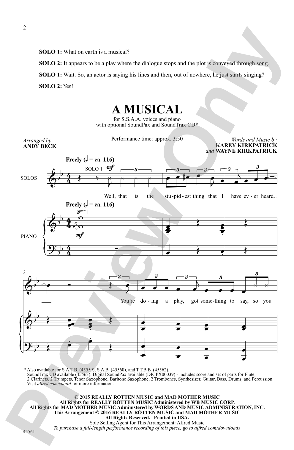 A Musical: SSAA Choral Octavo