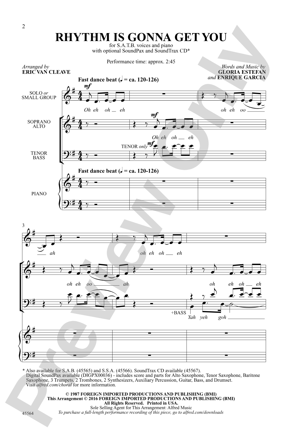 Rhythm Is Gonna Get You: SATB Choral Octavo