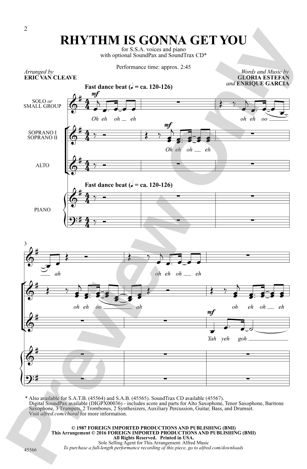 Rhythm Is Gonna Get You: SSA Choral Octavo