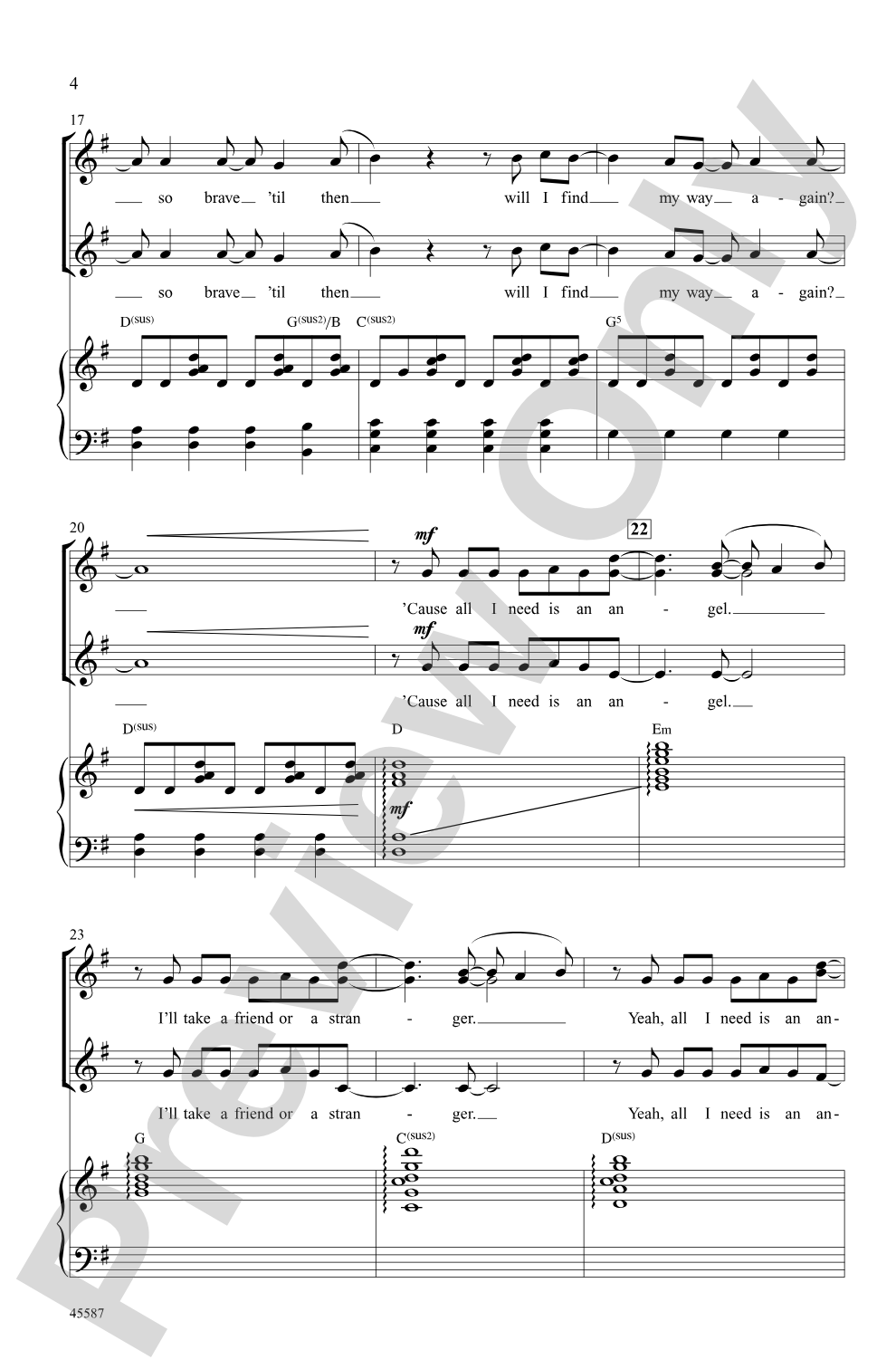 All I Need Is an Angel (from <i>Grease: Live</i>): SSA Choral Octavo
