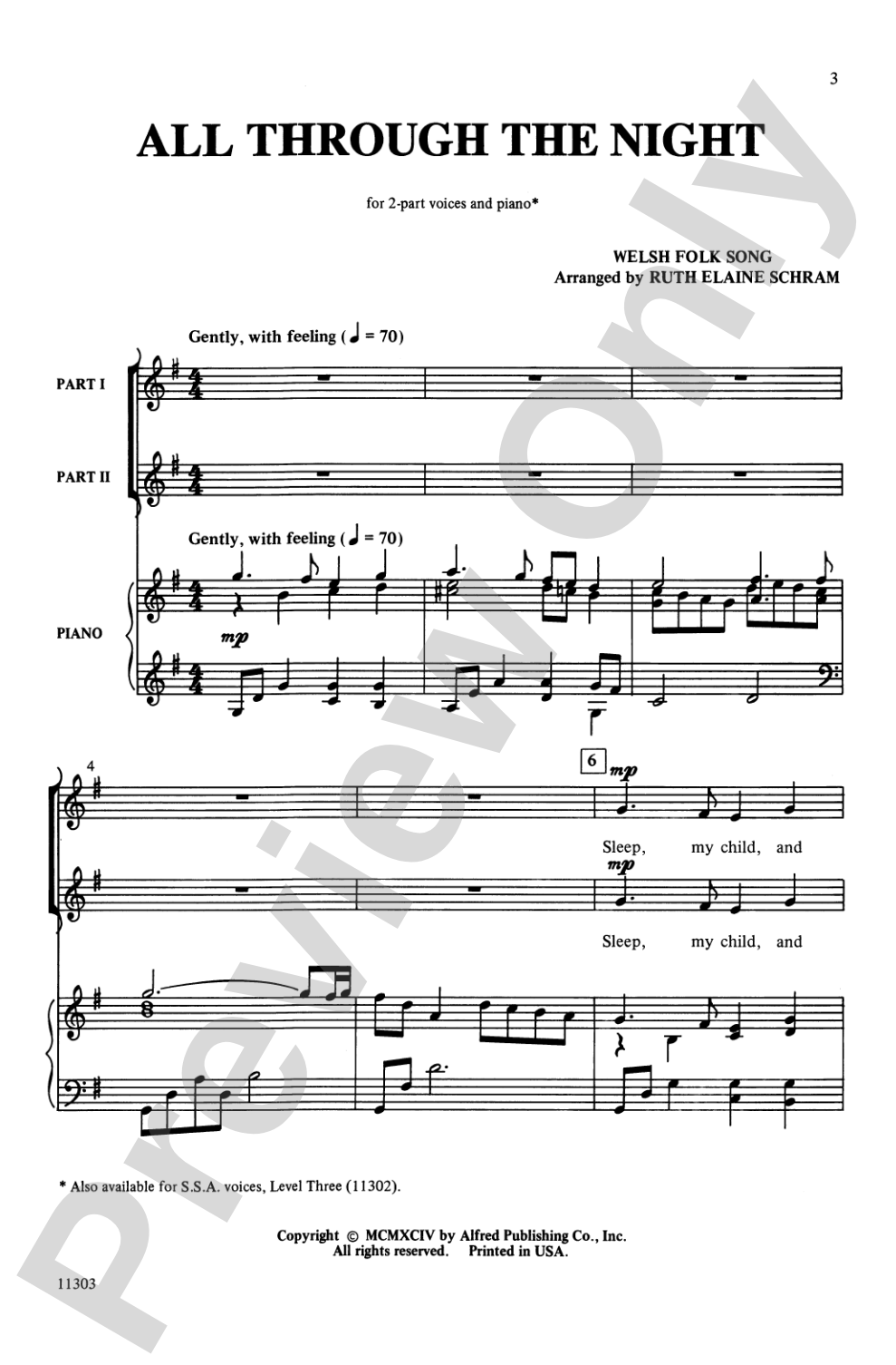 All Through the Night: 2-Part Choral Octavo