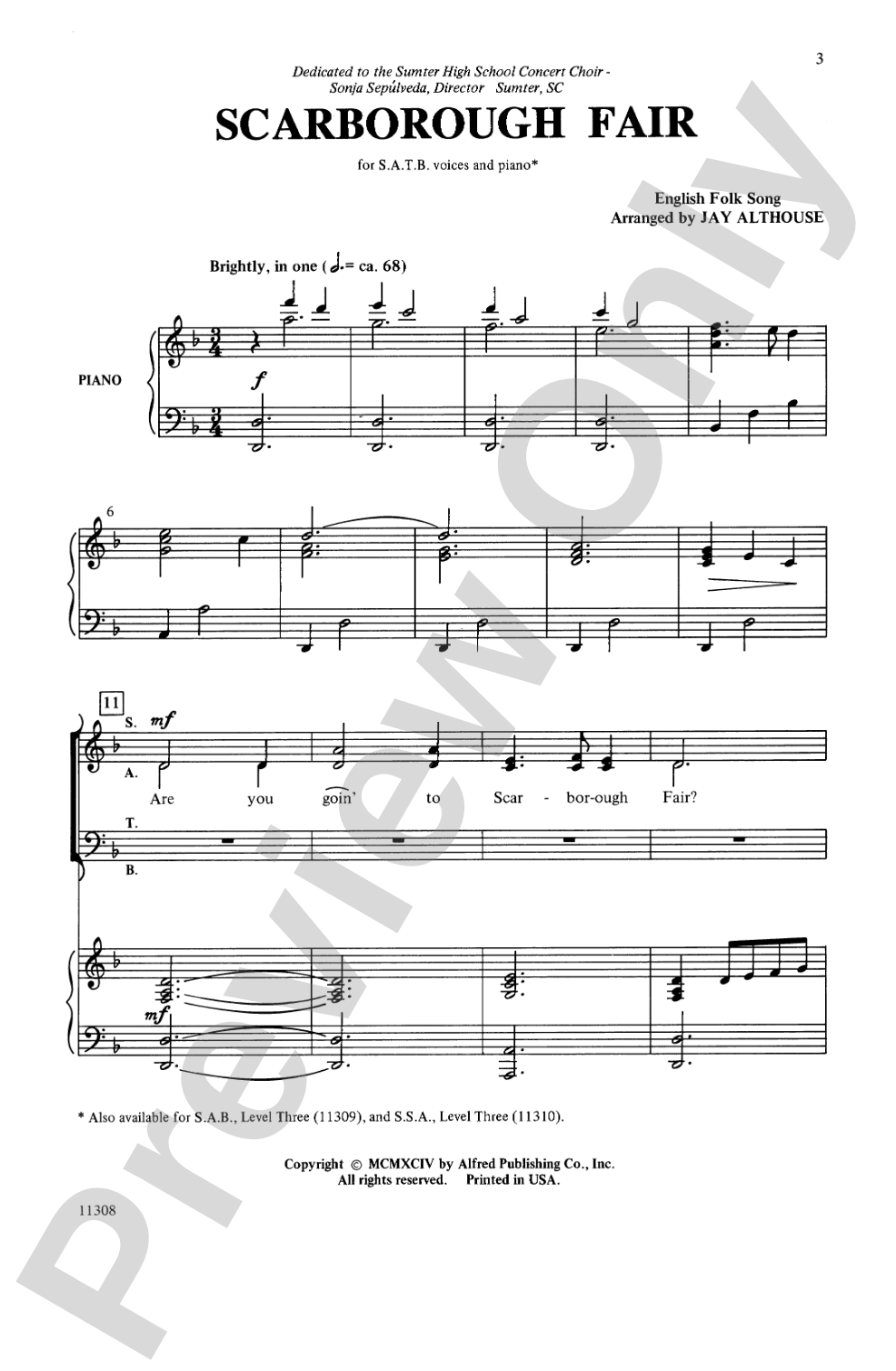 Scarborough Fair: SATB Choral Octavo