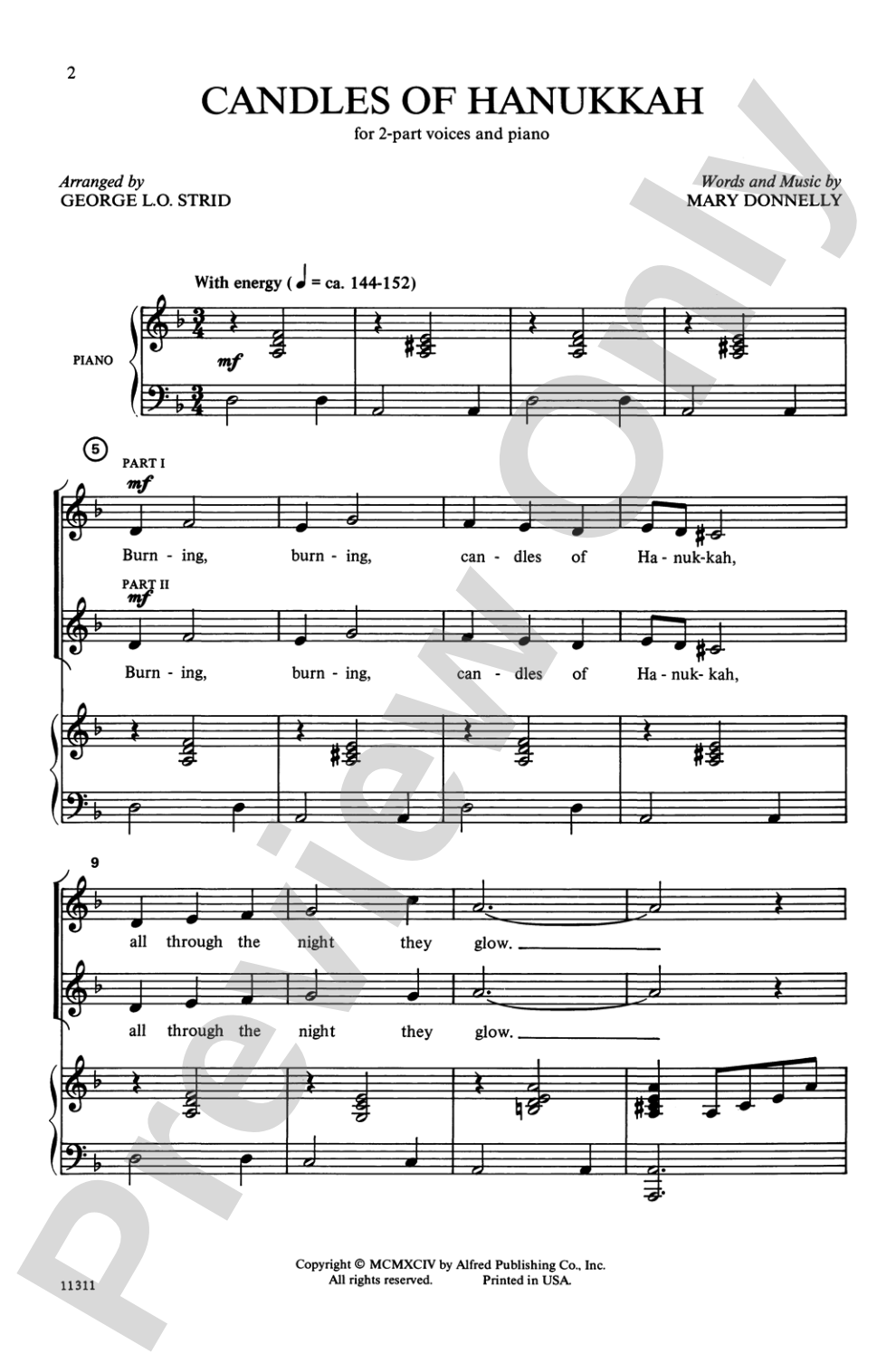 Candles of Hanukkah: 2-Part Choral Octavo