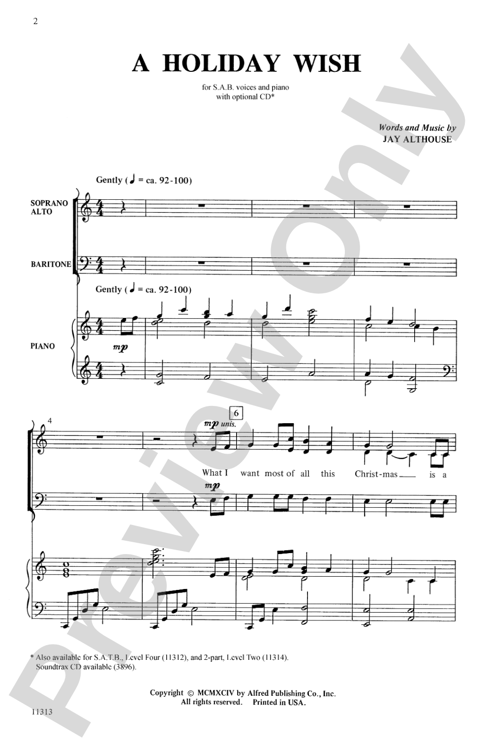 A Holiday Wish: SAB Choral Octavo