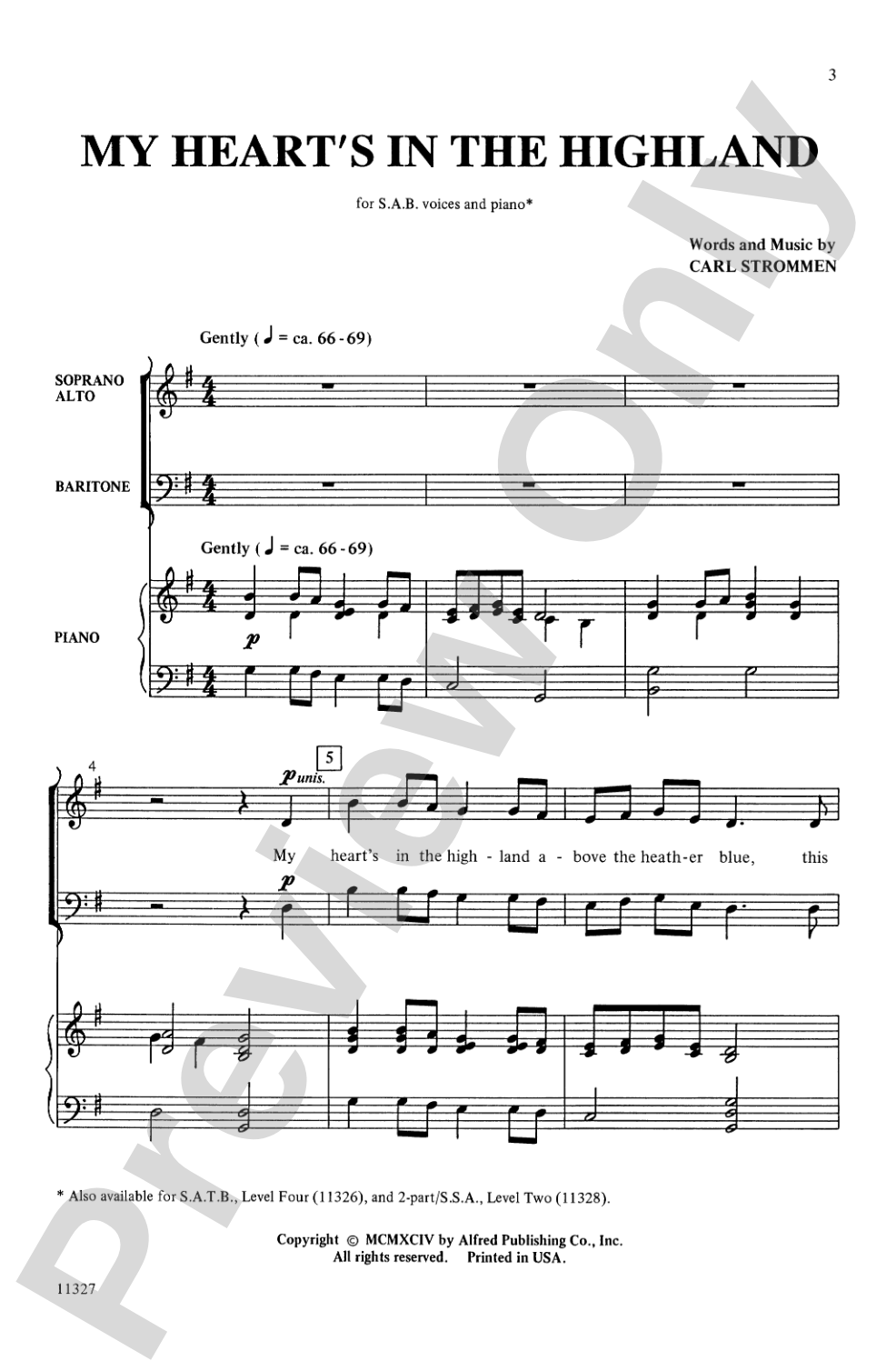 My Heart's in the Highland: SAB Choral Octavo