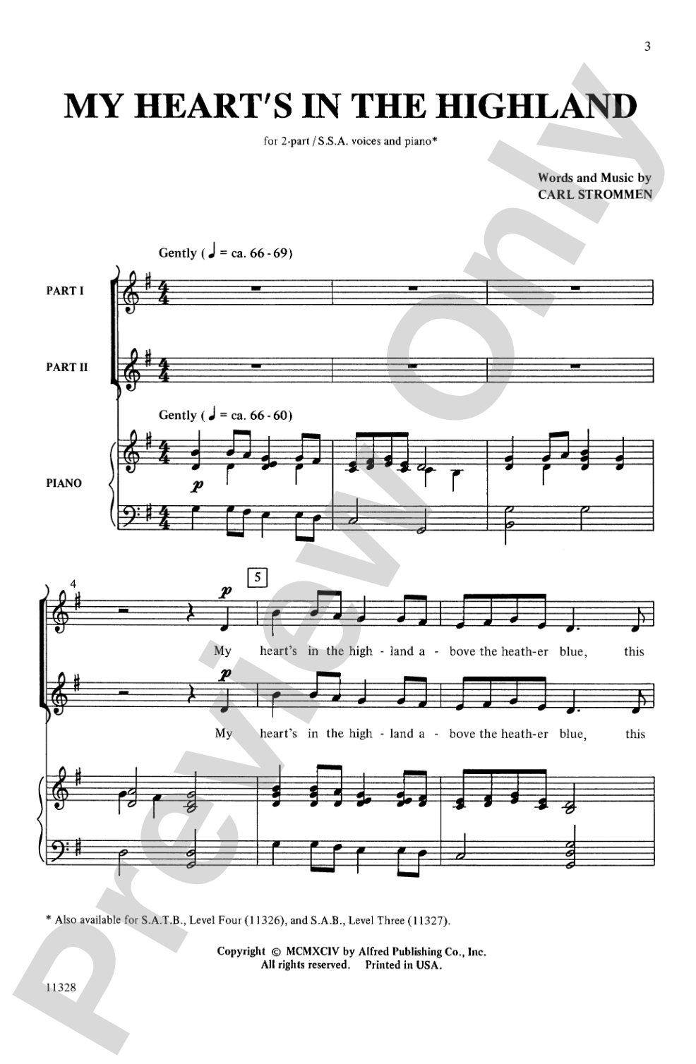 My Heart's in the Highland: 2-Part/SSA Choral Octavo