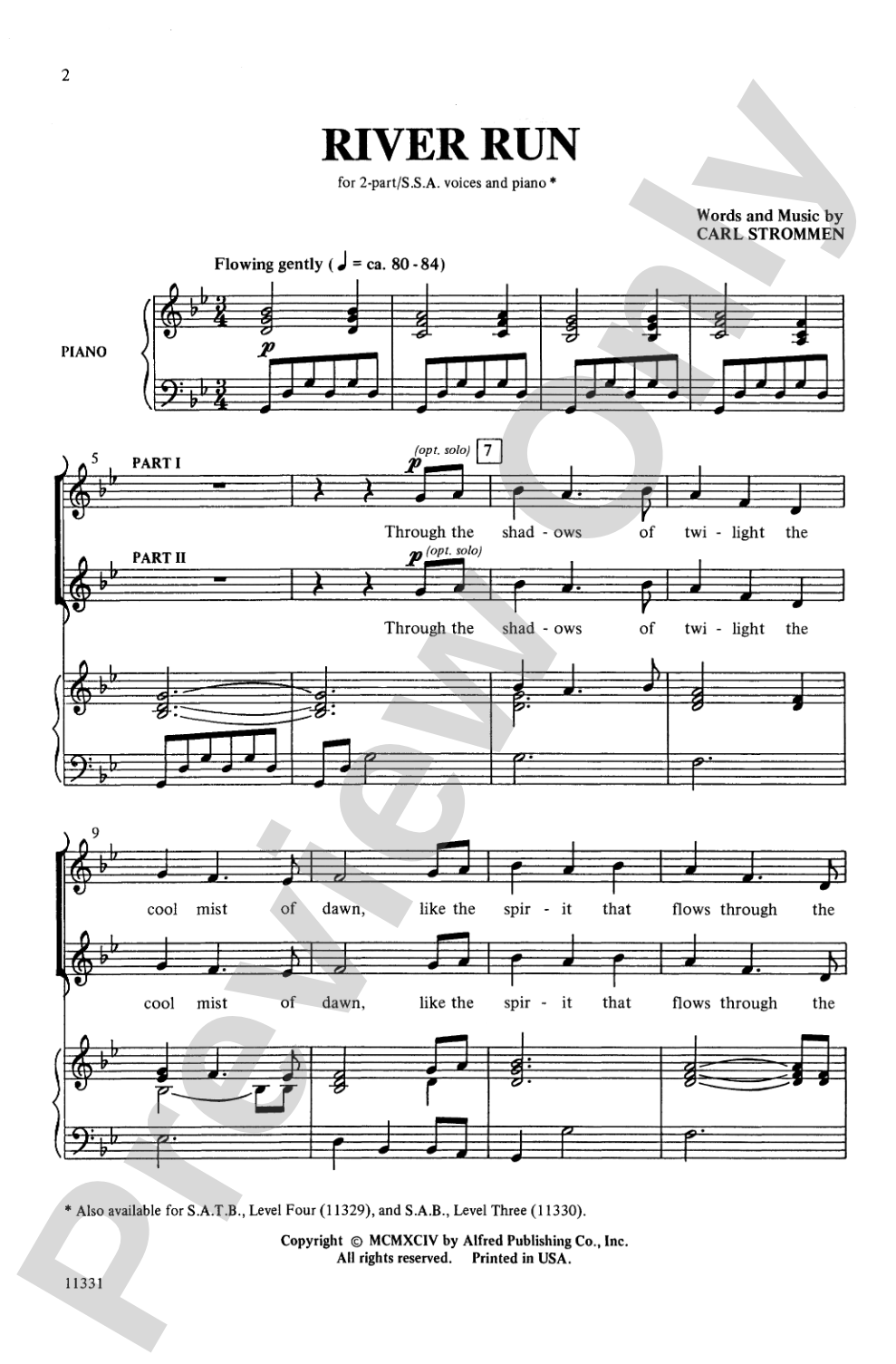 River Run: 2-Part/SSA Choral Octavo