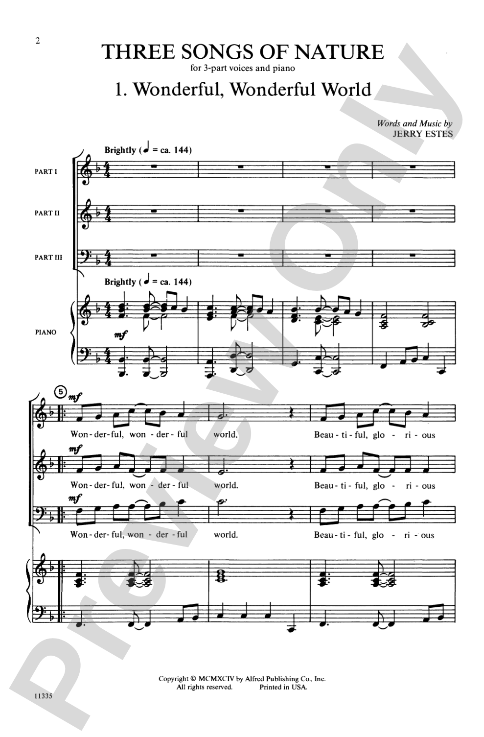 Three Songs of Nature: 3-Part Mixed Choral Octavo